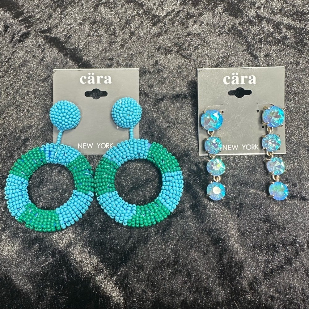 Cara Turquoise Beaded and Studded Earrings